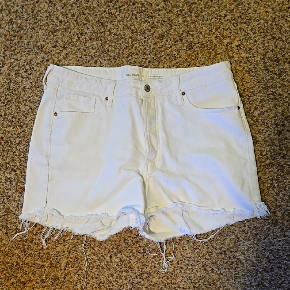 White Denim Buttonfly Shorts**